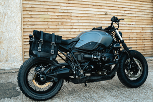 Unit Garage BMW R9T Two Waxed Suede Panniers & Double Asymmetric Luggage Rack
