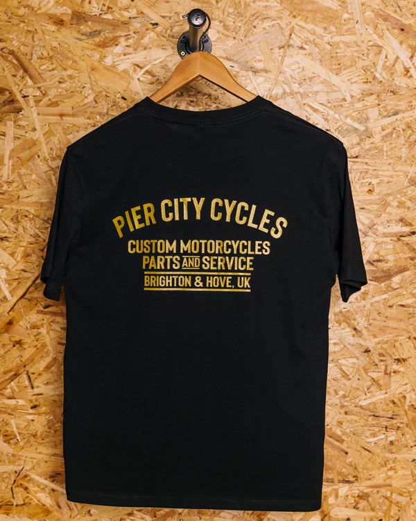 Pier City Cycles Original T Shirt - Black/Gold