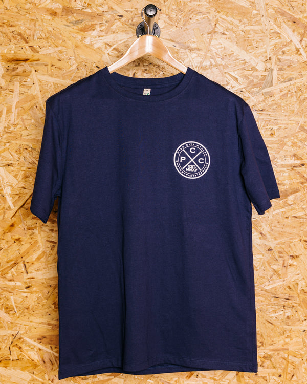 Pier City Cycles Original T Shirt - Navy/White