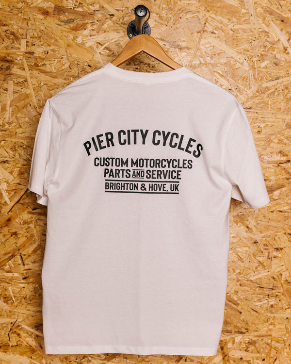 Pier City Cycles Original T Shirt - White/Black