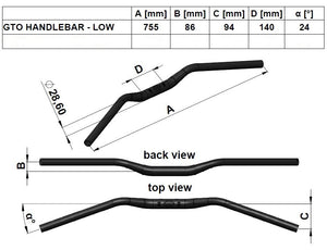 Gilles Tooling GTO Tapered Handlebars Black