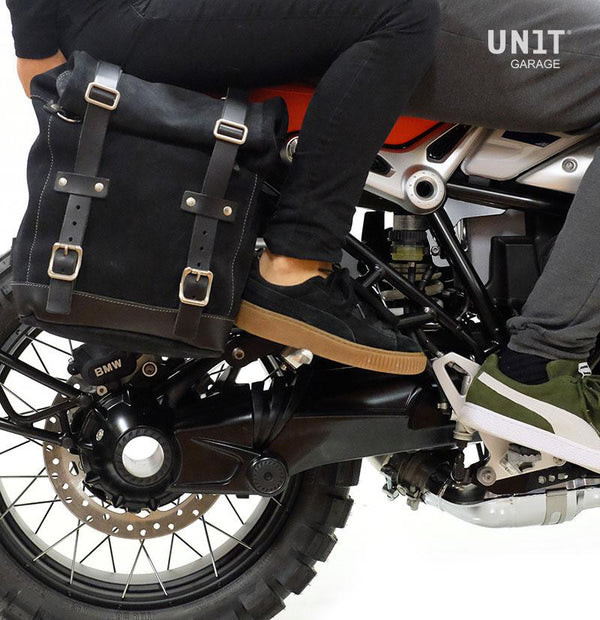 Unit Garage BMW R9T Two Waxed Suede Panniers & Double Symmetrical Luggage Rack