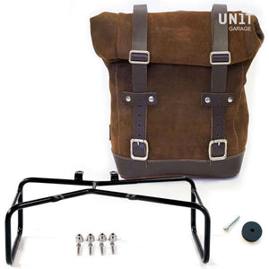 Unit Garage BMW R9T One Waxed Suede Pannier & Double Asymmetric Luggage Rack