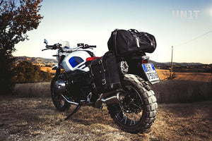 Unit Garage BMW R9T Waxed Suede Pannier & Single Luggage Rack
