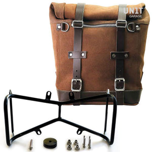 Alforja individual de gamuza encerada y portaequipajes doble simétrico Unit Garage Serie R9T