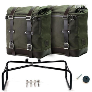 Unit Garage R9T Series Two Scram Canvas Panniers & Double Asymmetric Luggage Rack