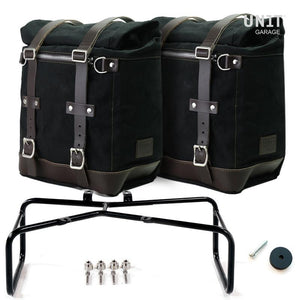 Unit Garage R9T Series Two Scram Canvas Panniers & Double Asymmetric Luggage Rack