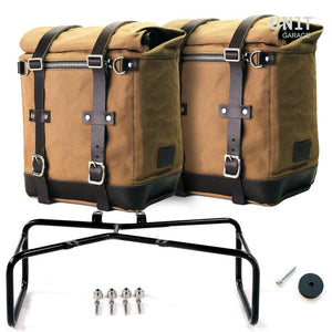 Unit Garage R9T Series Two Scram Canvas Panniers & Double Asymmetric Luggage Rack