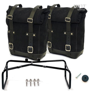 Unit Garage BMW R9T Two Waxed Suede Panniers & Double Asymmetric Luggage Rack