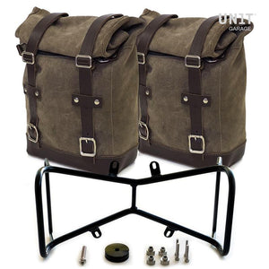 Unit Garage BMW R9T Two Waxed Suede Panniers & Double Symmetrical Luggage Rack