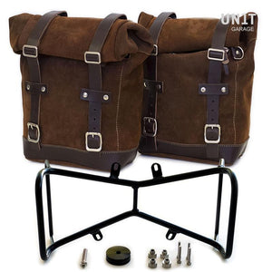 Unit Garage BMW R9T Two Waxed Suede Panniers & Double Symmetrical Luggage Rack