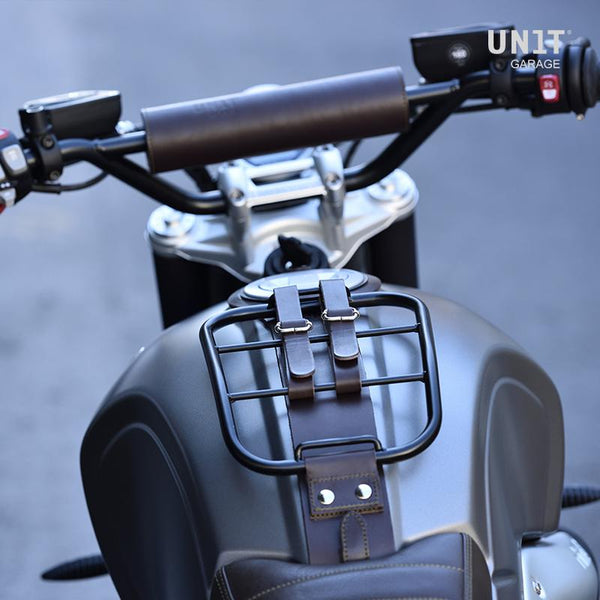 Unit Garage BMW R9T Luggage Rack With Leather Tank Strap - Brown